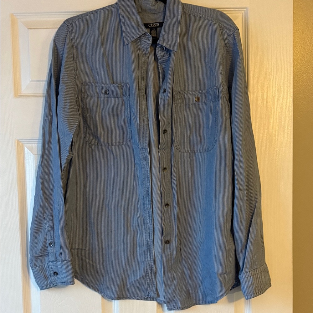 Chaps Blue Button Down Shirt EUC